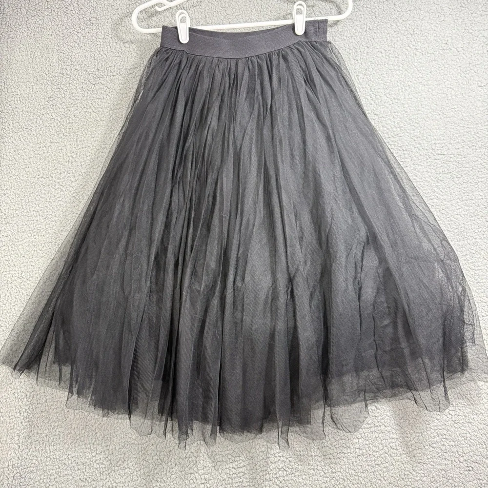 Bailey 44 Women's S Black Tulle Full Midi Skirt Ballet Whimsygoth Dark Romantic‎